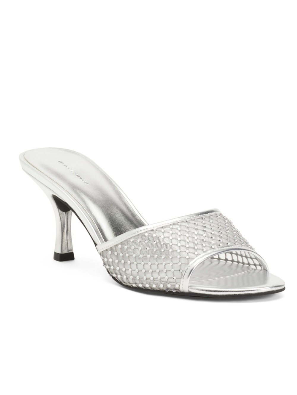 Rebecca Minkoff Silver Mesh Open-Toe Mule Heeled Sandal